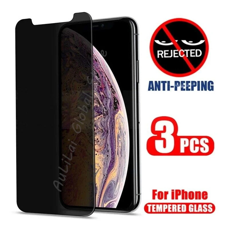 3pcs Privacy Screen Protector Tempered Glass For Iphone 11 12 13 Pro Xs
