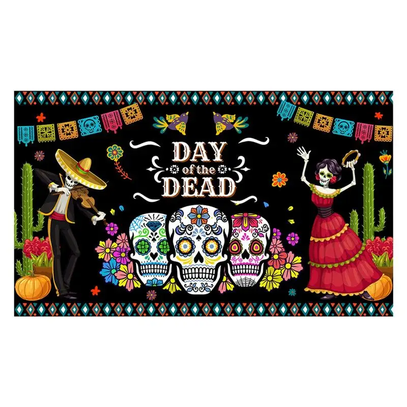 

Мексиканский фестиваль дневной свет мертвецов фон танцующий череп баннер Хэллоуин аксессуары для украшения фотобудки