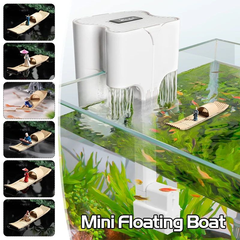 Mini 3D Floating Boat Bamboo Raft Fish Tank Bonsai Art Crafts Micro Landscape Ornaments Creative Aquarium Decor Accessories S74b1f32d13fd4ea2ad44ad1bb165c937r