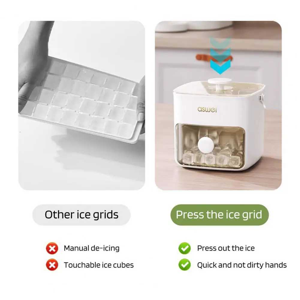 

Travel-friendly Ice Tray 48 Cavities Ice Tray with Lid Bin for Quick-release Ice Making Home Kitchen Travel for Whiskey