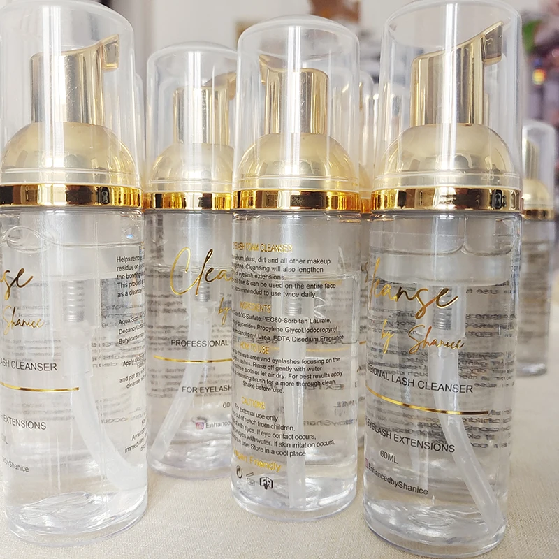 Custom 60ml Eyelash Cleanser Foam Shampoo Pump Press Lash Lift Eyelash Cleaner Foam Lash Shampoo Kit Clean Eyelash Extension 2
