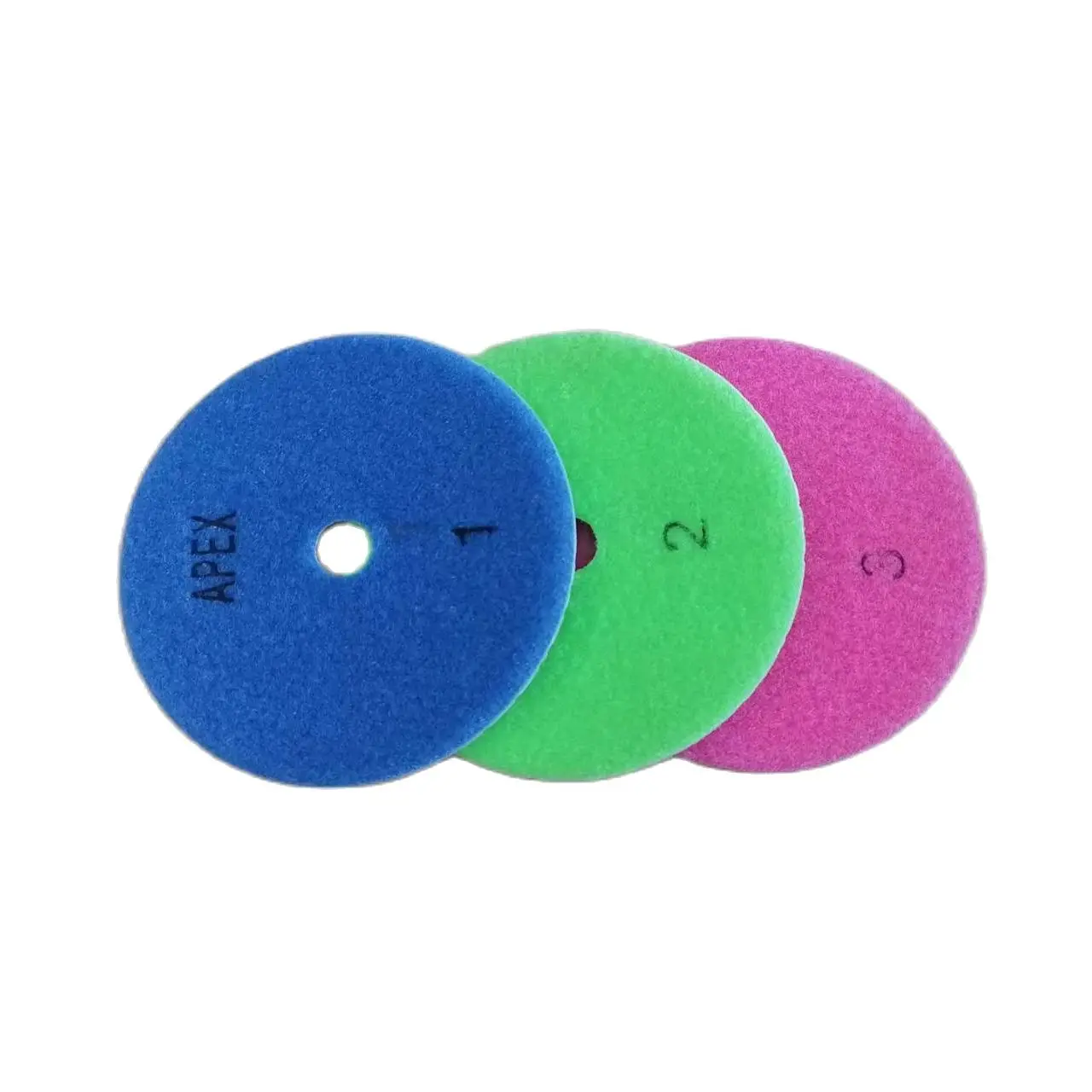 3 Pieces 5 Inch 125mm 3 Steps Abrasive Diamond Wet Polishing Pad Sheet For Grinding Marble Granite Ceramic Glass Stone Concrete