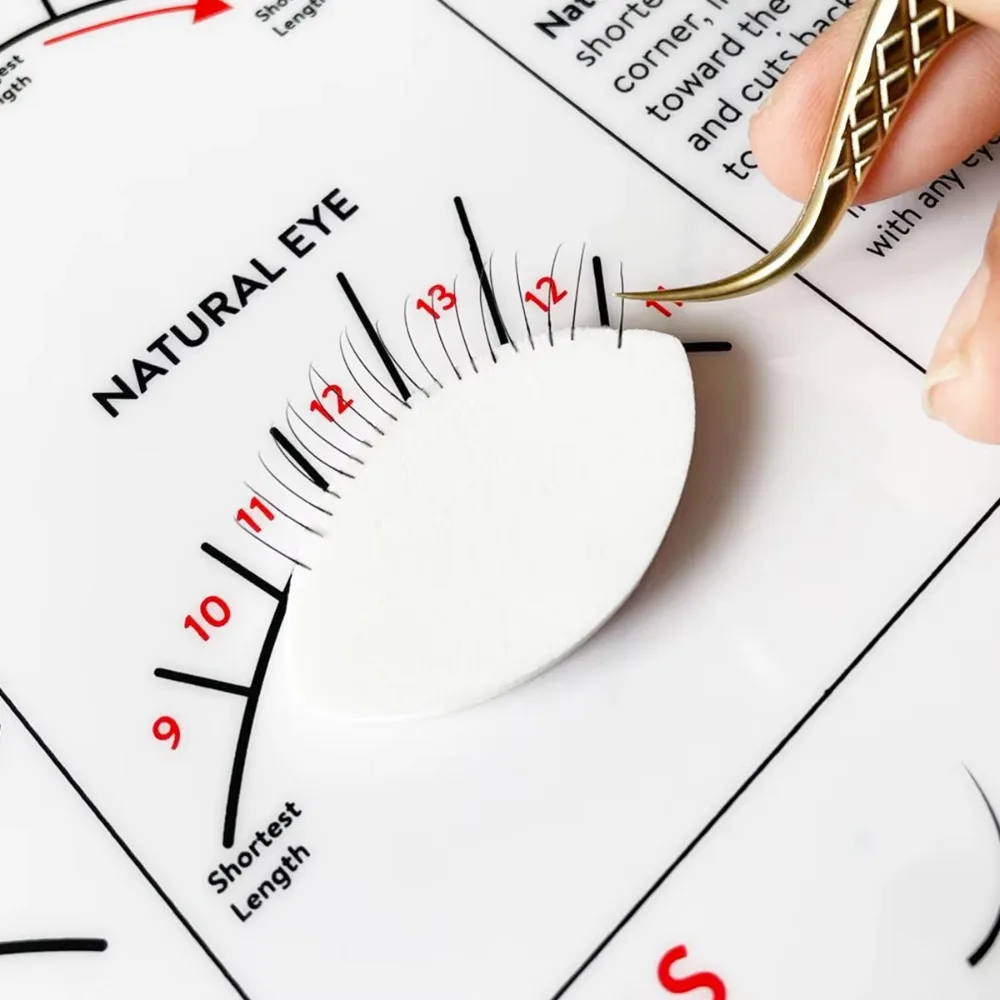 100PCS Soft False Eyelash Pads Reusable Lash Extension Practice Makeup Puffs Small Eye Shape Sponge Beginner Lash Map Training