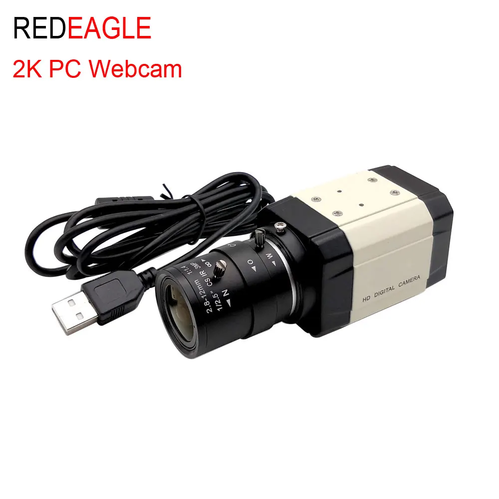 REDEAGLE Mini Industrial HD 3MP 6mm 2.8-12mm Varifocal Zoom 30fps MJPG UVC High Speed 4MP USB Webcam 2K PC Web Video Camera