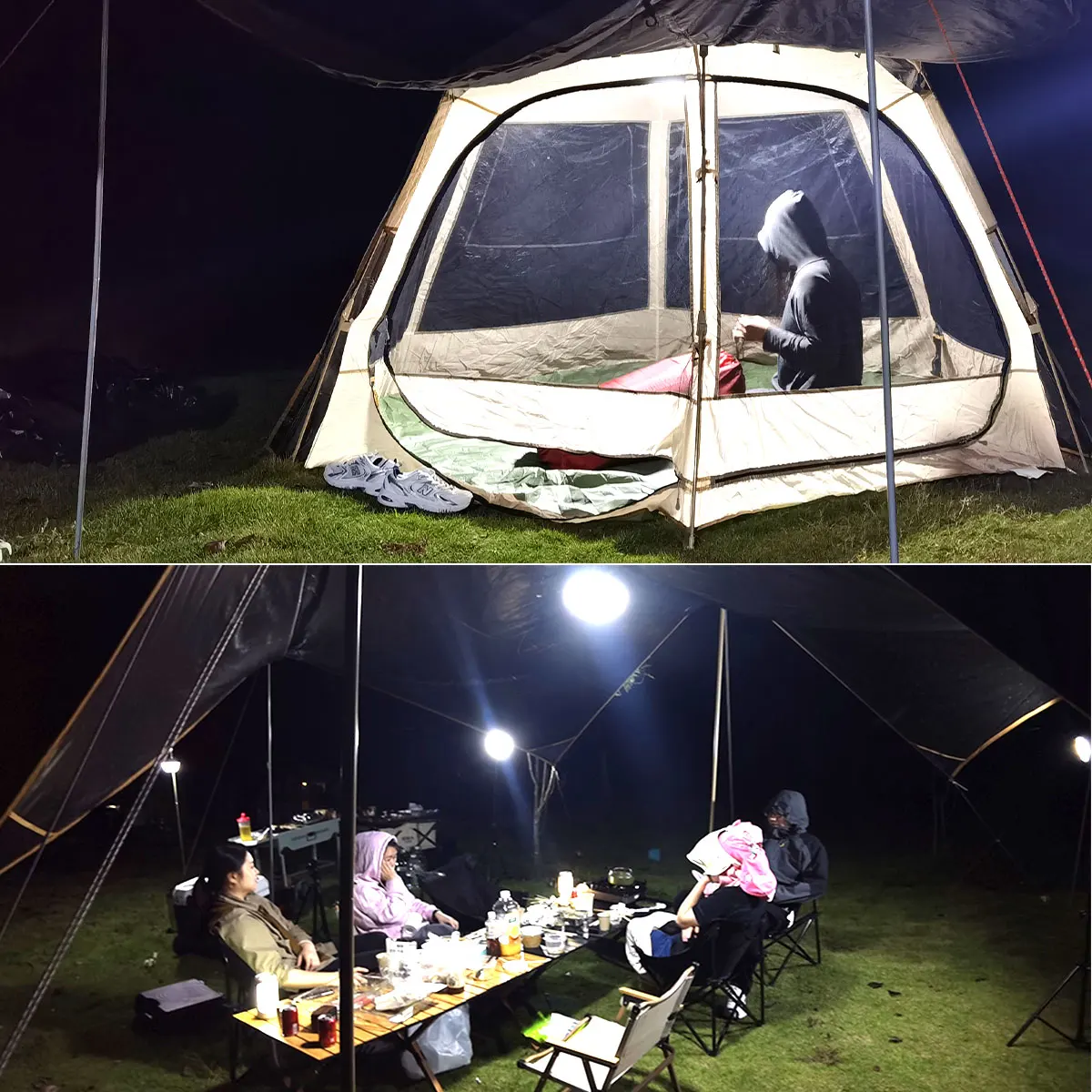 MOSLIGHTING 80W Camping Lantern Portable Flashlights Rechargeable IPX65 Waterproof 4 Modes Dimmable Hanging Tent Lamp