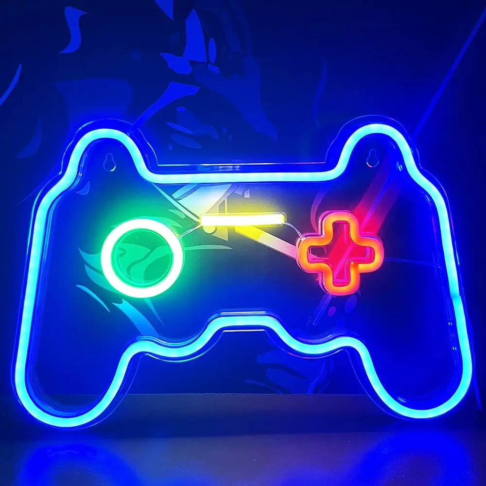 Gamepad Neon Sign For Game Room Wall Home Decor Custom Neon Light Acrilico Board Blue Led Light Night Lamp Cool Gift 16*10.8 Pollici