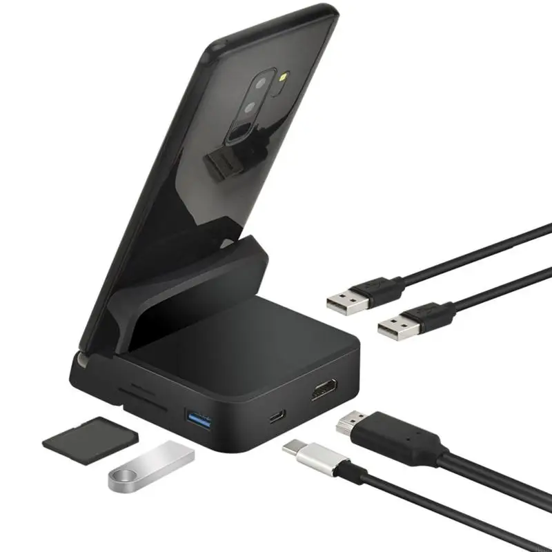 H7BB Cellphone Universal Type-C HUB Docking Station with USB Port Card Reader