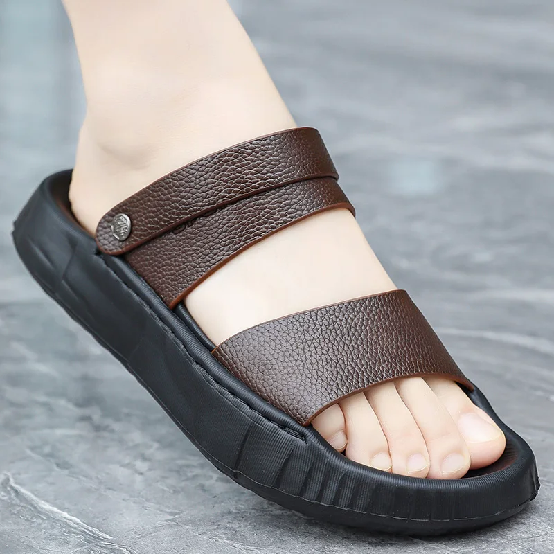 Men's thick sole simple casual sandals summer outdoor soft sole comfort beach shoes fashion dual-purpose sports walk slippers