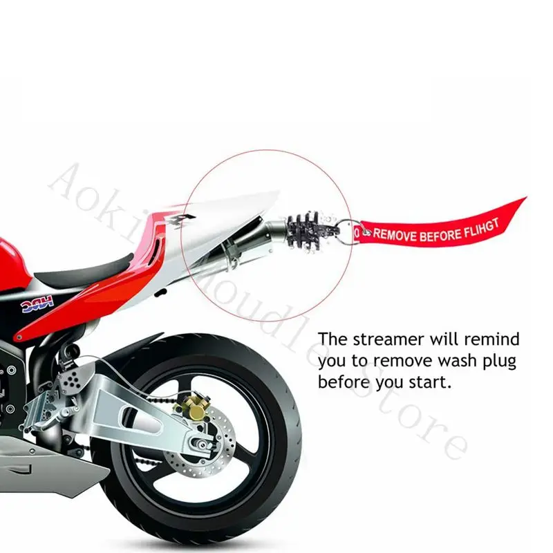 0.6"-1.5" Muffler Exhaust Wash Plug Motorcycle Dirt Bike 2 Stroke Keychain Tag Key Ring Engine ATV Quad Rubber Exhaust Silencer 5
