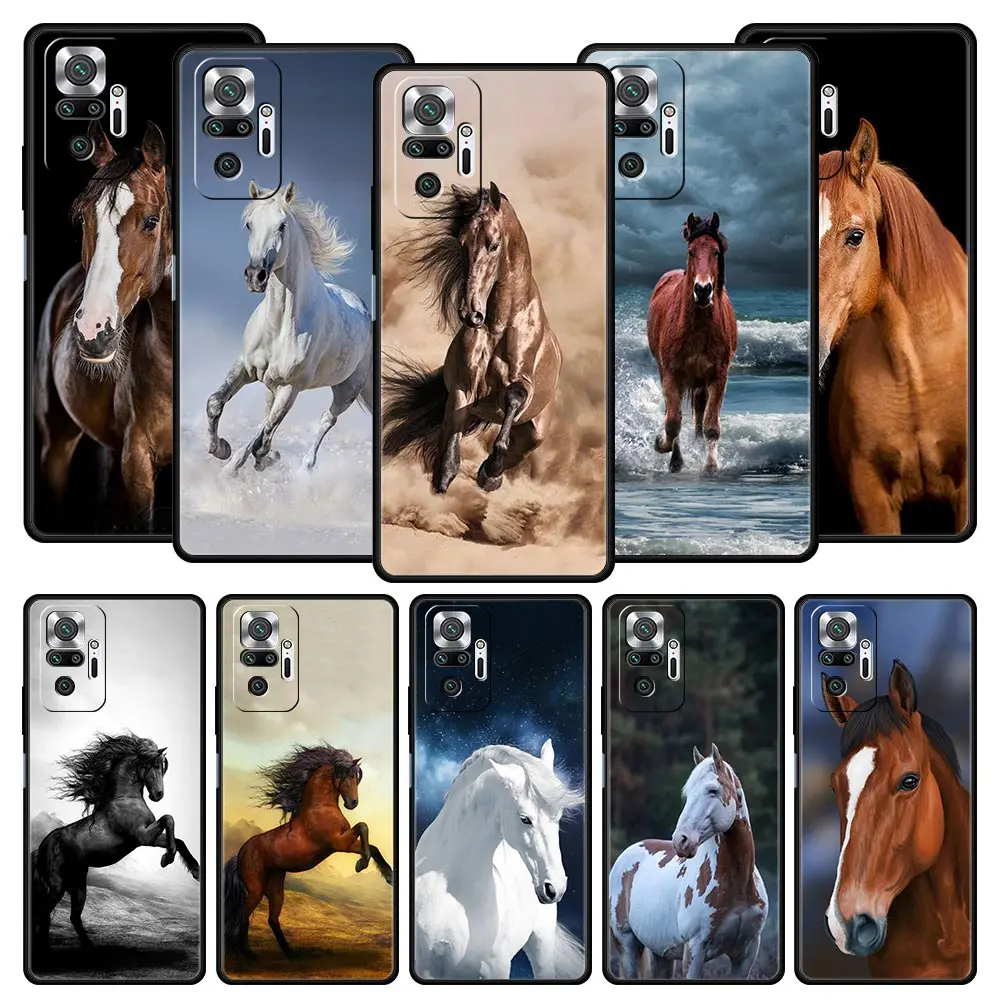 Elegant Animal Horse Black Phone Case