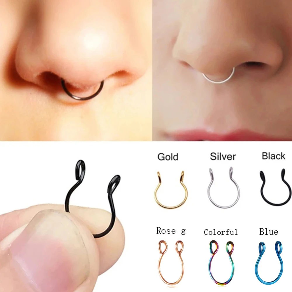 Cheap 1 Pcs Butterfly Non Pierced Without Hole Nose Ring Clip on Nose Hoop  Ring Fake Piercings Ear Cuff Tragus Earrings Cartilage | Joom