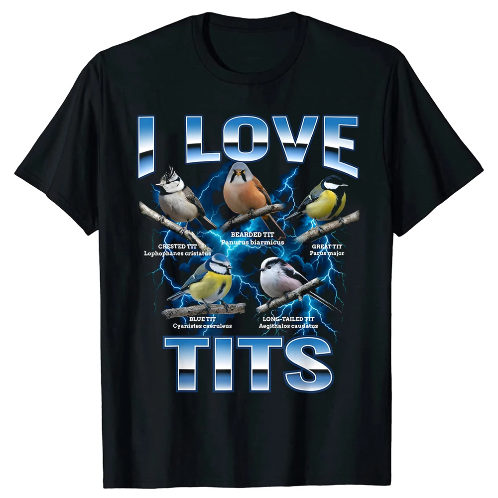 Lustige Vogel Meme ICH Liebe Titten Birdwatching Retro T-shirts Männer Drucken T-shirt Lose Übergroßen Street Hip Hop Unisex T Shirt