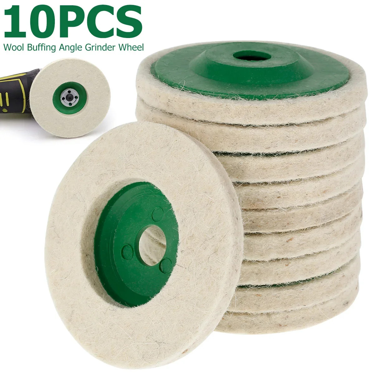 Polishing Wheel Disc 10Pcs 4in Wool Felt for Metal Glass Ceramic Polishing