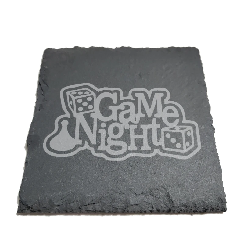 

Game Night Natural Rock Coasters Black Slate for Mug Water Cup Beer Wine Goblet J234