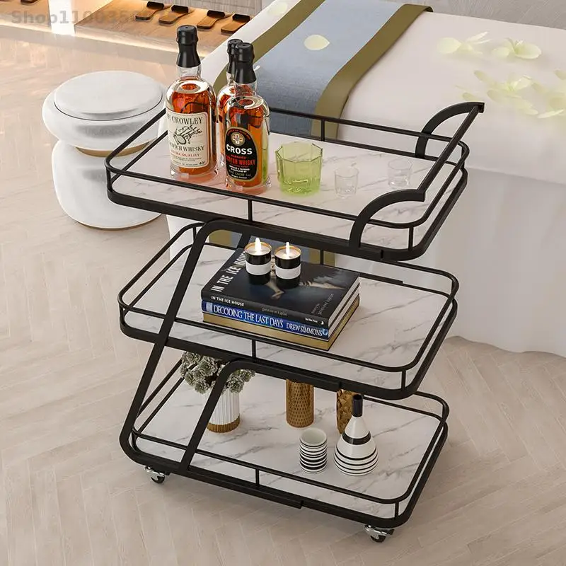 Nordic hotel wine and tea cart trolley commercial restaurant mobile food delivery car mute household trolley rack
