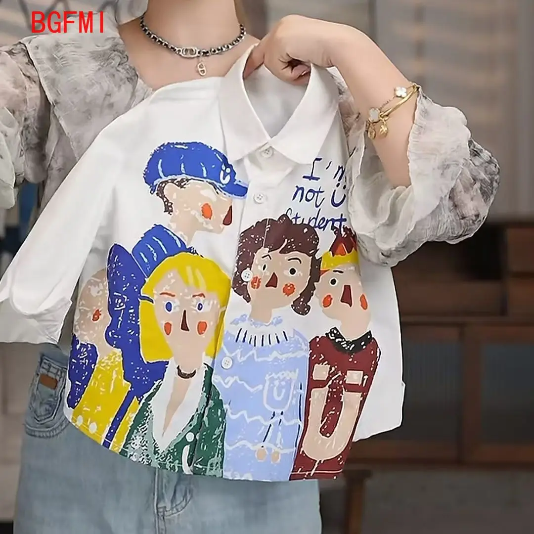 2-10Y Korean Children's Shirts Spring and Autumn New Boys Girls Loose Fashion Top Kids Long Sleeved Shirts for Outerwear