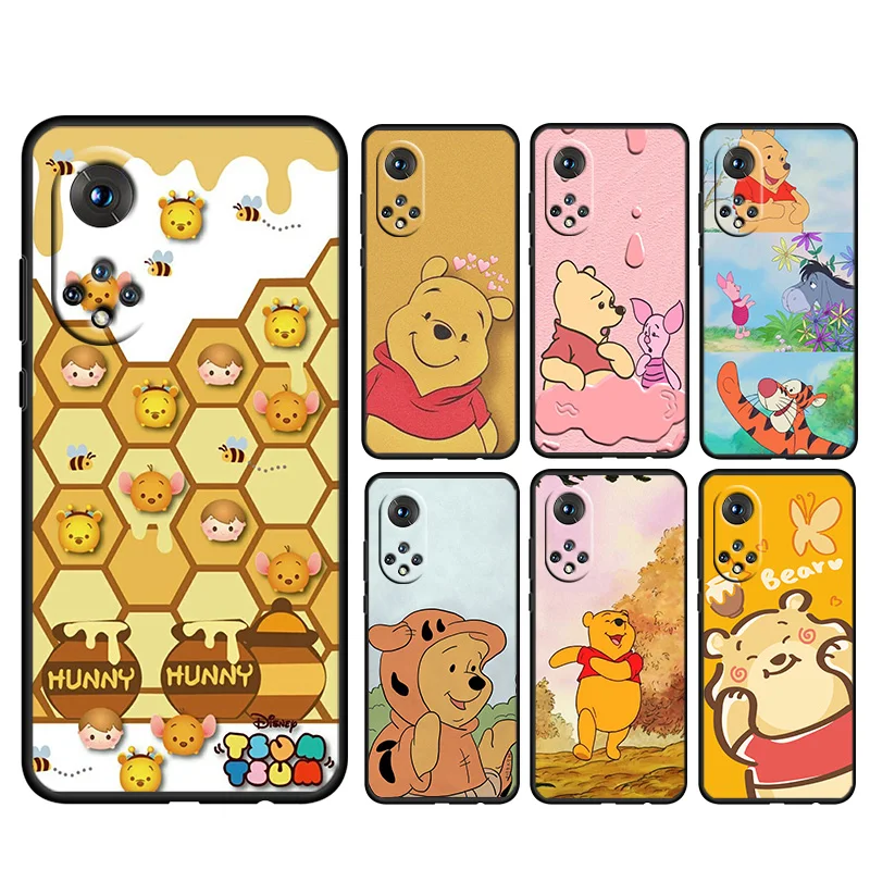 

Winnie Pooh Disney For Honor 60 50 30 20 20 10 9 9X 9A 9C X8 8A Pro Plus Lite 4G 5G Soft Silicone Black Phone Case