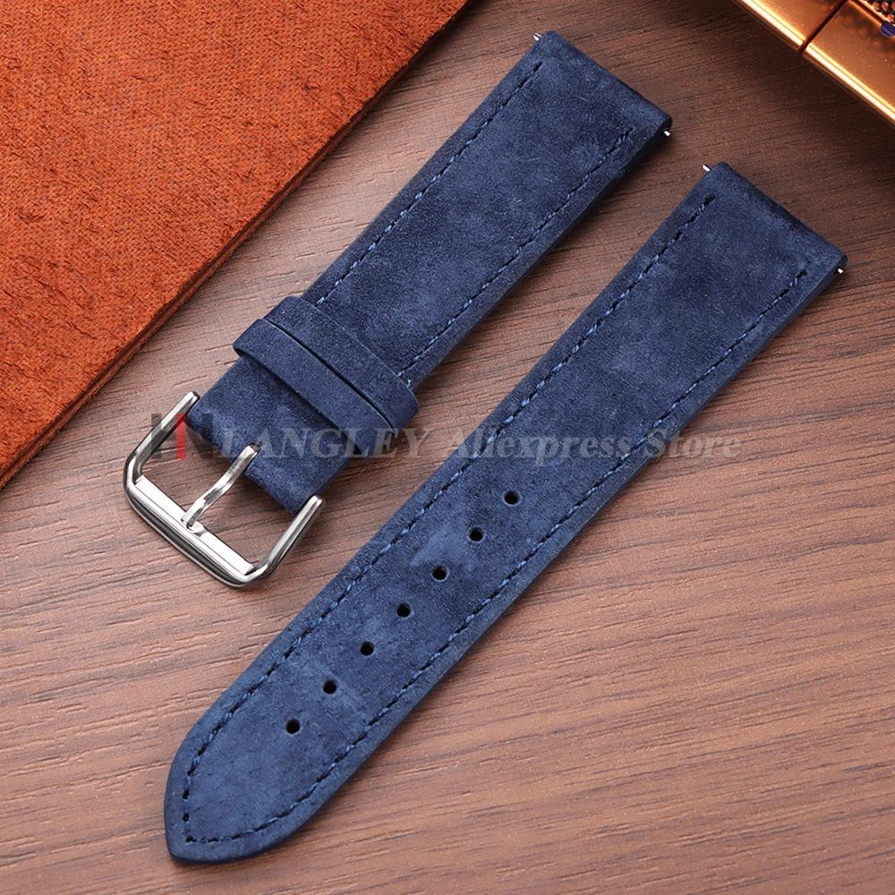 Vintage Brown Genuine Suede Cowhide Watch Strap with Quick Release