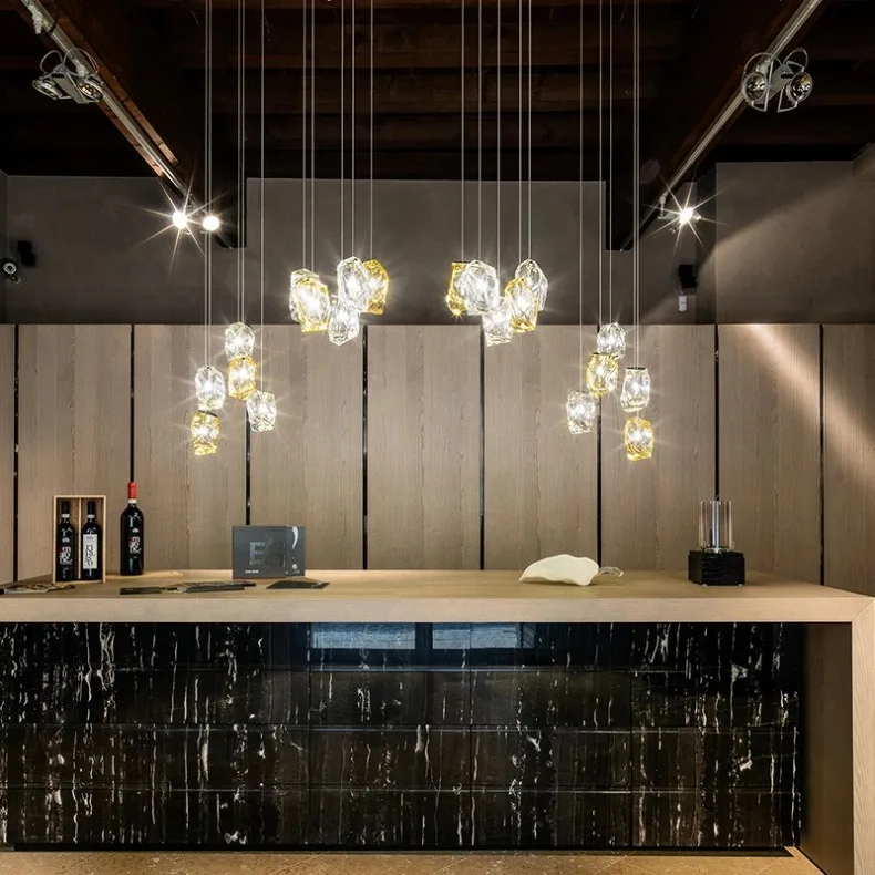 Description Picture 6 of itemModern Crystal Ice Pendant Light Restaurant Bedhead Shopping Mall Decor Hanging Chandelier Colorful Stone Glass Pendant Lamp