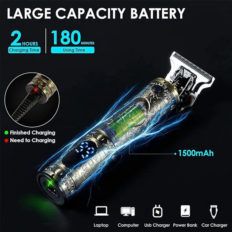 Hair Clipper Electric Rechargeable T9 Vintage Hair Cutting Machine Trimmer for Men Beard Shave for hair clipper