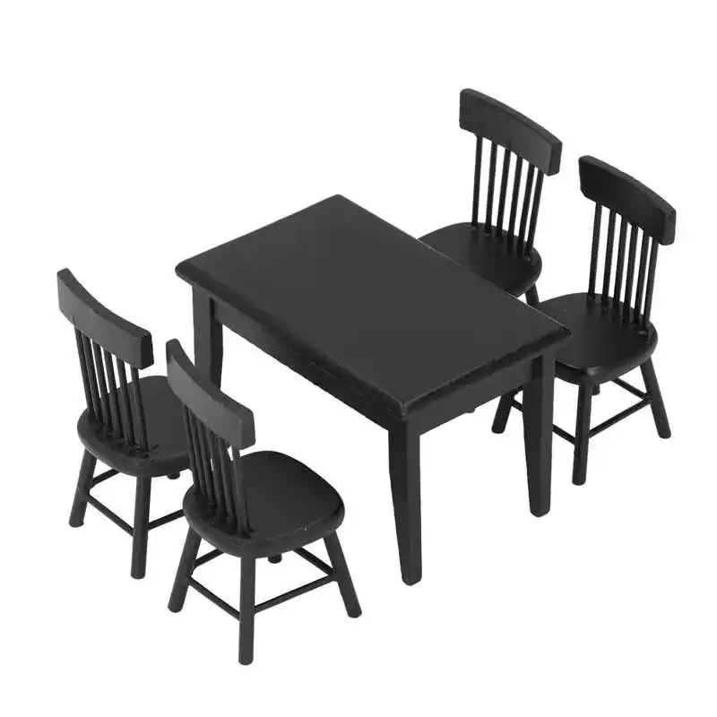 

1:12 Dollhouse Table Chair Simulated Dollhouse Miniature Table Chair Lifelike Wooden for Collector for Home