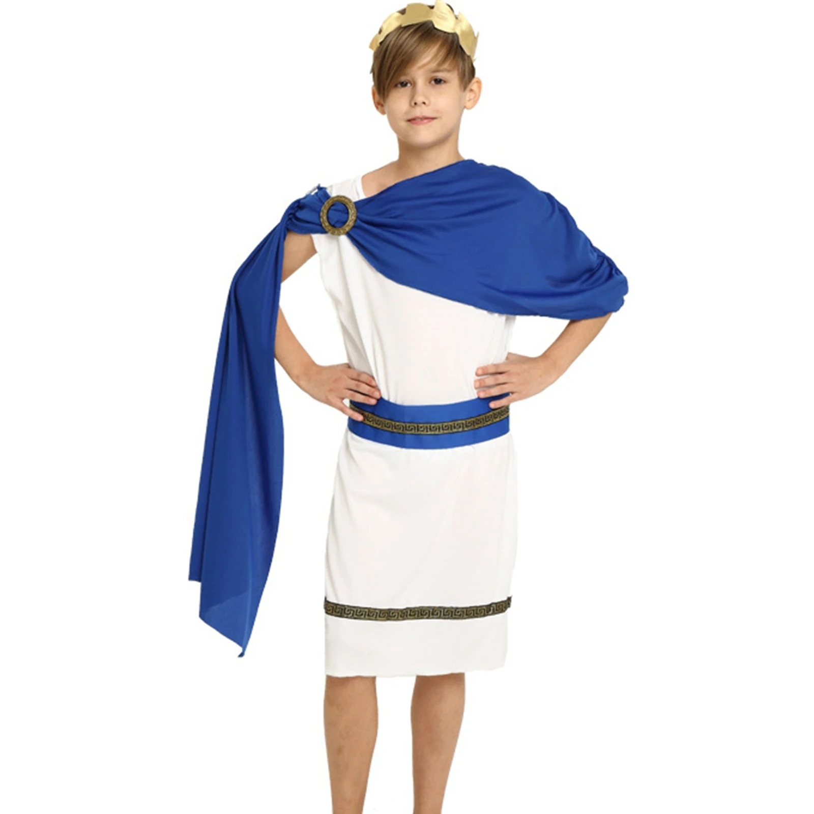 Cosplay Costume Kids Girls Greek Toga Ancient Greece Rome Mythos Philosopher Halloween Dress With Headband And Belt