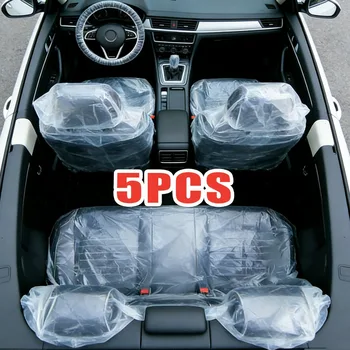 Coprisedile Auto Impermeabile Antipolvere Monouso Trasparente in Plastica Protezione Volante e Leva del Cambio Anteriore Posteriore