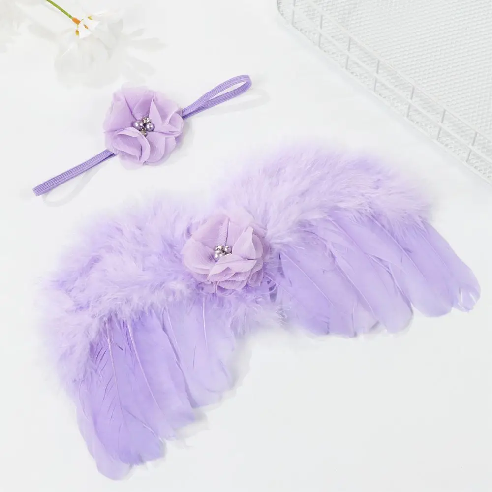 New Feather Wing Girls Headwear Costumes For Infants Baby Photo Props Newborn Photography Accessories Angel Wing
