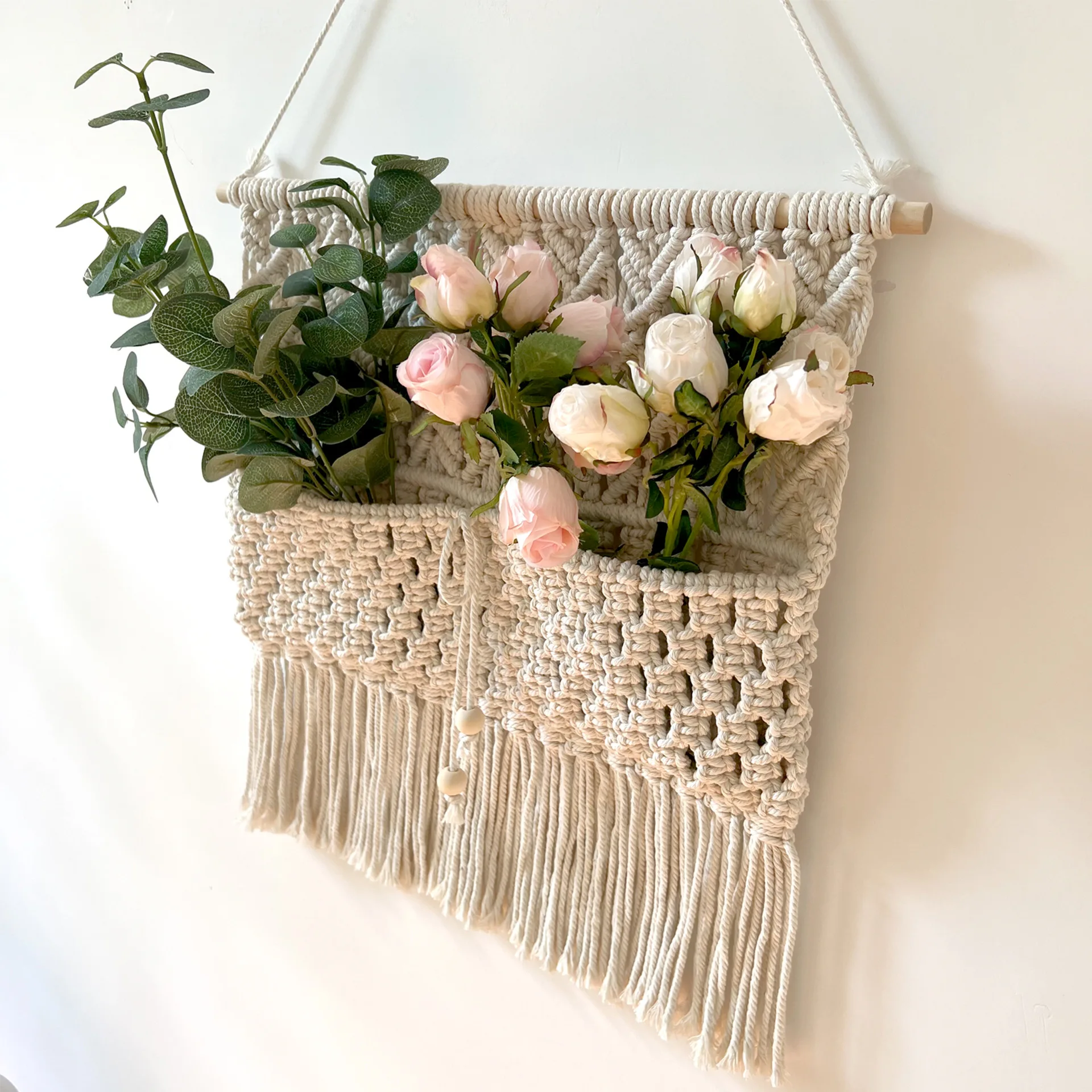 Hand-woven Wall Decoration  Meter Box Covering Tapestry Bohemian Dried Flower Storage Pocket