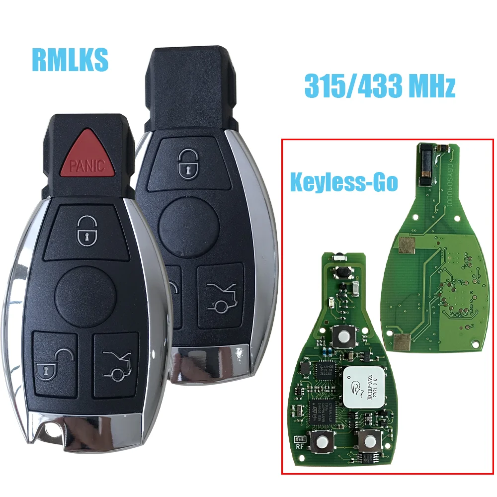 

Дистанционный ключ NEC без ключа для Mercedes Benz до 2009 3/3 + 1 кнопки BGA style Upgrade 315/433 МГц
