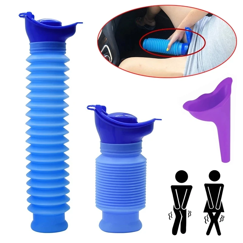 Urinal Car Urinal Bucket Outdoor Standing Urine Emergency Travel Portable Reusable Shrinkable Camping Toilet Urine Leak 1set