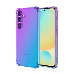 Rainbow Gradient Transparent Shockproof Soft Silicone Phone Case - Galaxy S24 (Purple Blue)