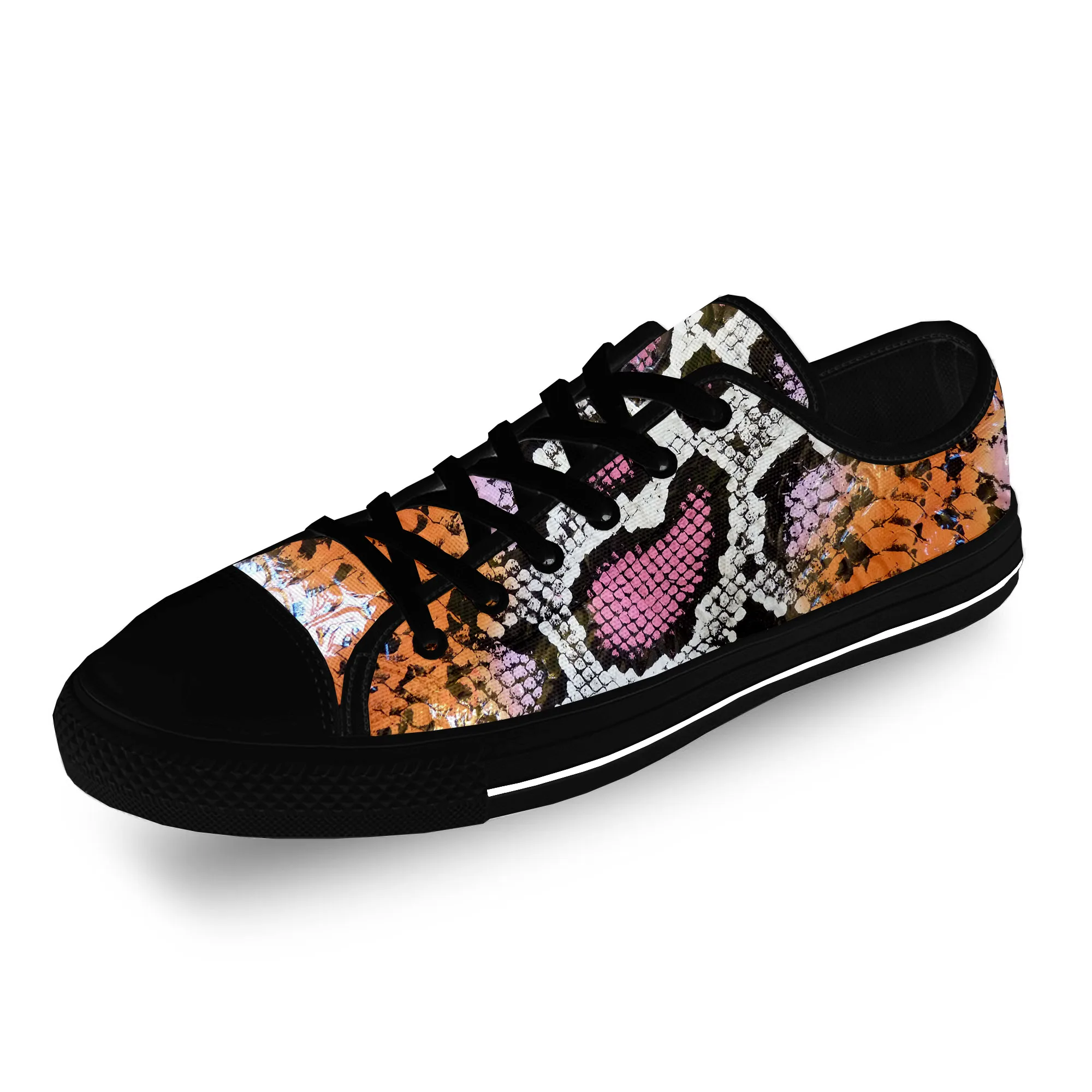

Animal Snake Skin Pattern Cool Casual Cloth Fashion 3D Print Low Top Canvas Shoes Men Women Lightweight Breathable Sneakers