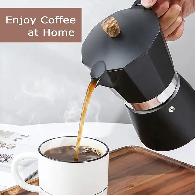 Stovetop Espresso Maker with Heat Insulation Handle ,Italian Coffee Maker,  Manual Cuban Coffee Percolator Machine Italian Espresso Greca Coffee Maker