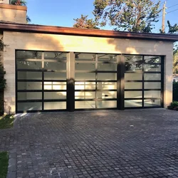 Modern Industrial Automatic Overhead Sectional Black Aluminum Double Glass Insulation Garage Doors