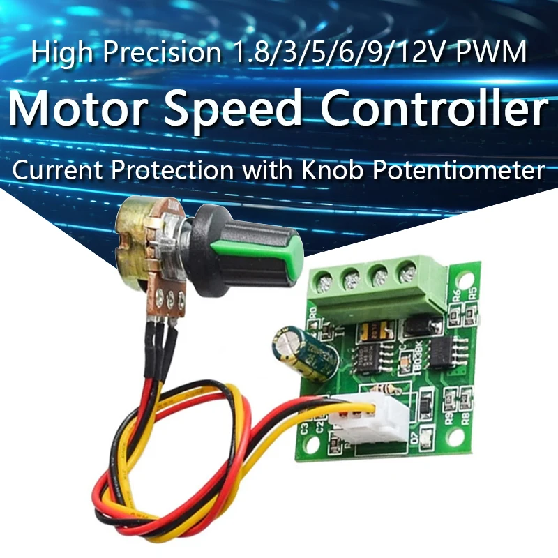 High Precision 1.8V 3V 5V 6V 9V 12V PWM DC Motor Speed Controller Fuse 2A Over Current Protection with Knob Potentiometer Switch dc motor speed controller,motor speed controller,electric motor speed controller