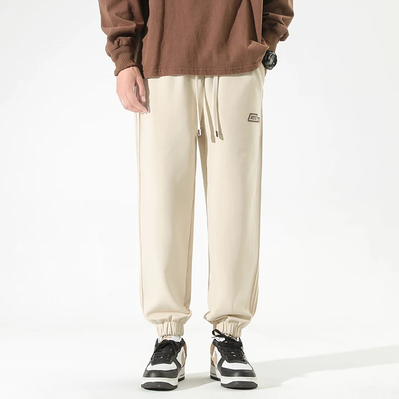 CAAYU Casual Men\'s Cotton Pants Fashion Solid Pocket Drawstring Baggy Trousers Comfort Loose Wide Leg Pant Streetwear Sweatpants