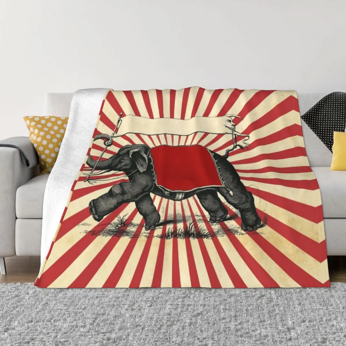 

Circus Elephant Vintage Poster Pop Wall Street Art Throw Blanket Beautifuls Retros Summer Beddings Blankets