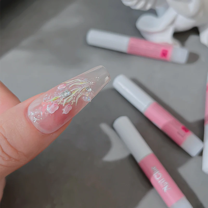 New Super Strong Nail Glue Set For False Nail Tips Acrylic Nails Press On Fake Nails Art Decoration Long Lasting Adhesion Gel 5