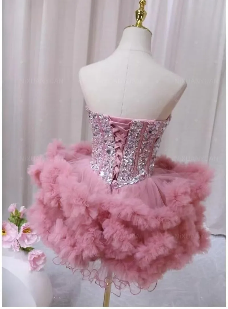 Tulle Homecoming Dresses Sparkling Teens Cocktail Dresses Ball Gown Short Cocktail Performance Prom for Junior