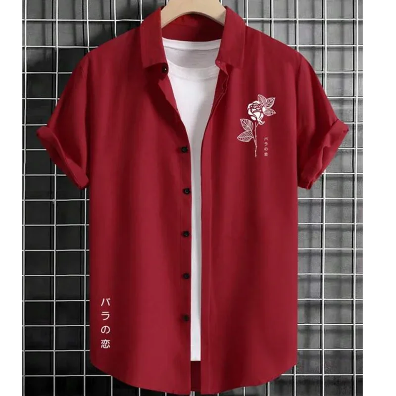 Hawaiian Men'S Shirt 3d Flower&Text Printing Beach Party Sweatshirt Loose Oversized Shirt And Blouse High-Quality Men'S Clothing 3
