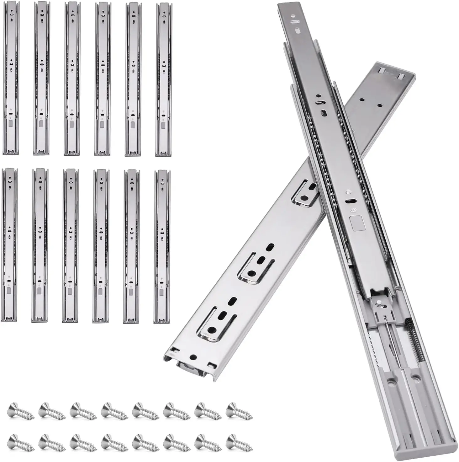 14inch Soft Self Close Drawer Slides 6 Pairs (12pcs) Full Extension Ball Bearing Drawer Slides 3 fold Full Stretch Side Mount 2