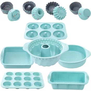 30-Piece Silicone Bakeware Set – 6 Non-Stick Molds + 24 Reusable Cupcake Liners – Oven &Dishwasher Safe to 450°F 1