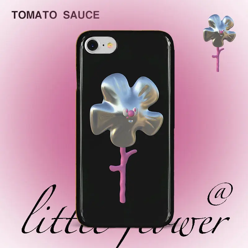Cool Art Flowers Black iPhone Case