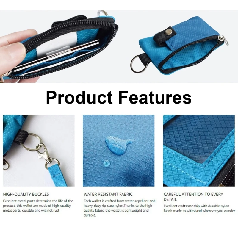 

Waterproof Portable Blocking Small Wallet with Window and Zippered Pockets 066F