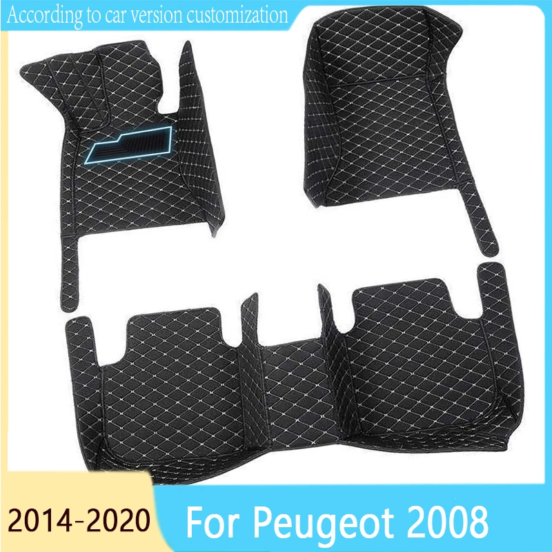 100% Fit Made Leather Car Floor Mat For Peugeot 2008 2014 2015 Carpets Rugs Foot Pad Accessories