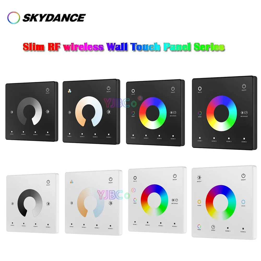 

Wall Mounted Single Color/Dual color/RGB RGBW/RGBCCT LED Strip 86 Type Touch Panel 2.4G RF Remote dimming CCT Dimmer Switch 3VDC