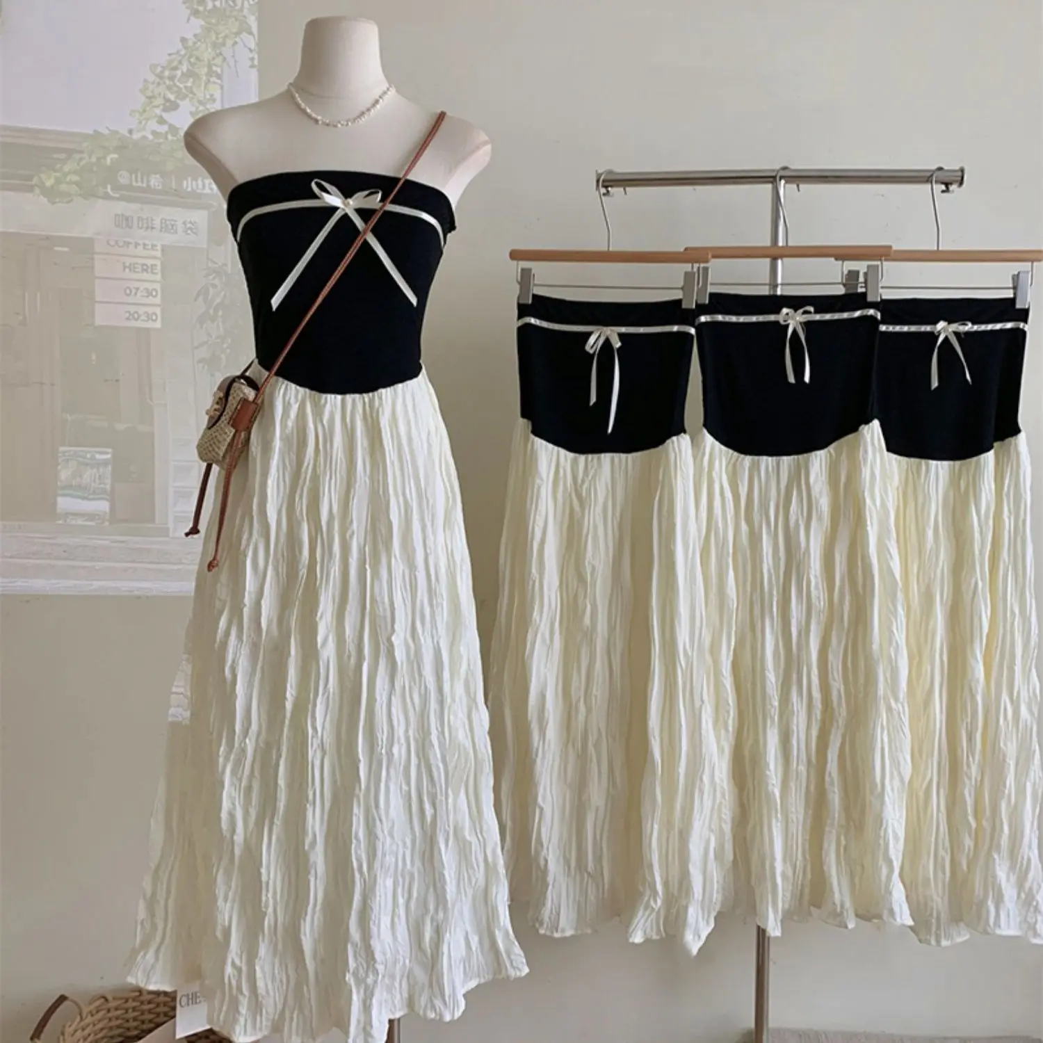 

Dress Strapless Bow Backless Wrap Your Chest Contrasting Colors Fashion Elegant Fairy Slim Sexy Casual Party Prom Gown Luxury