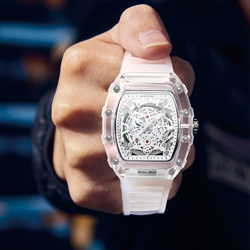 Tonneau Barrel Shaped Quartz Watch Waterproofing Transparent Style Fashion Watches Non Mechanical Uniqueness Watch