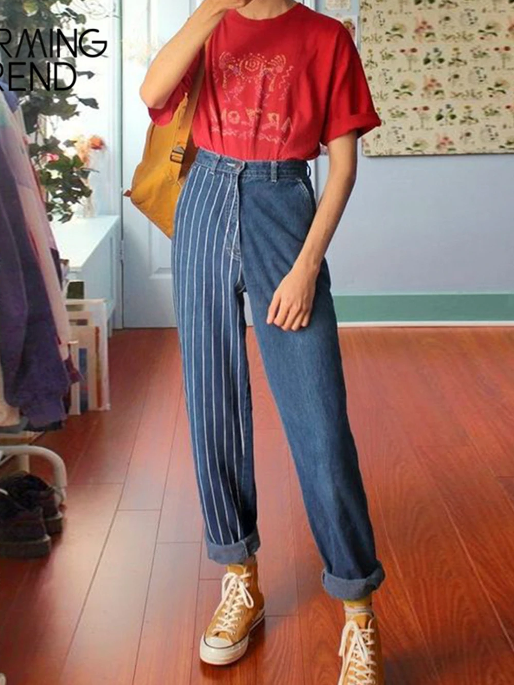 Jeans Women High Waist Striped | 2018 Women Side Striped Jeans - Vintage  Women Jeans - Aliexpress